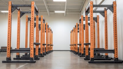 Empty Industrial Storage Racks in Modern Warehouse with Bright Lighting and Clean Floor for Optimizing Space Utilization and Organization