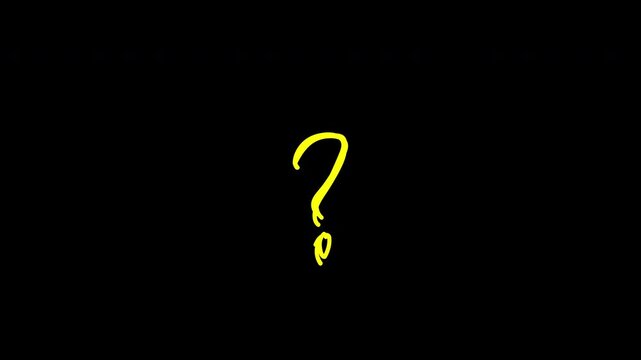 Yellow Question Mark Glow Style on Transparent Background