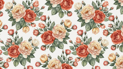 Elegant floral pattern with watercolor roses, perfect for spring designs and romantic projects, bringing a touch of grace to your creative work