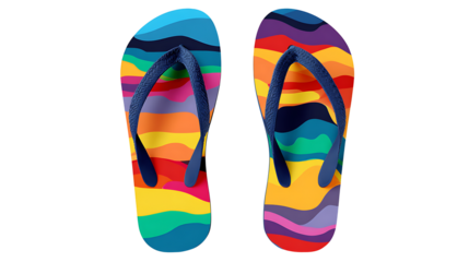 Flip flops pair colorful minimal style, beach vibe, isolated on a white background