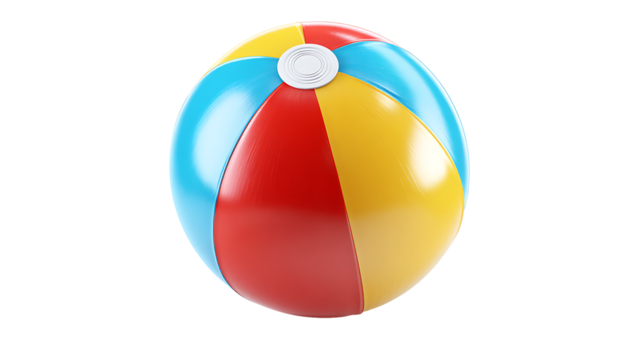 Beach ball glossy surface, playful summer energy, isolated on a white background. - Powered by Adobe