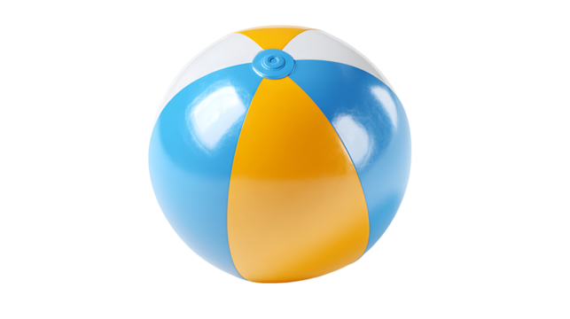 Beach ball glossy surface, playful summer energy, isolated on a white background.