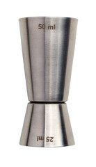 Stainless Steel 50 ml Jigger Measuring Shot Tool for Cocktails and Bartending isolated on a white background