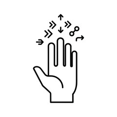 Hand gesture deflecting multiple arrows and abstract symbol isolated on