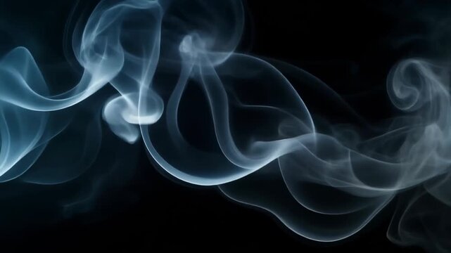 Wispy, ethereal smoke swirls on black