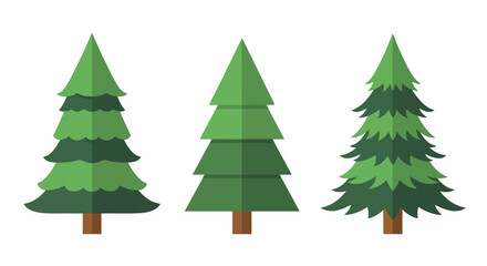 Obraz premium Collection of Evergreen Trees Illustration of Natural Forest Elements for Seasonal Designs