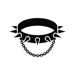 A collar with spikes on chain silhouette vector art illustration