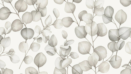 Gentle eucalyptus leaves create a soothing, modern botanical pattern for elegant designs and backgrounds, bringing nature's calming touch