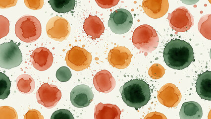 Abstract watercolor circles pattern in orange, red, and green offers a modern, vibrant design element for creative projects and backgrounds