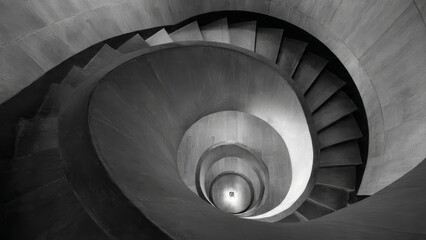 Spiral Staircase Leads Downward in Circular Design

