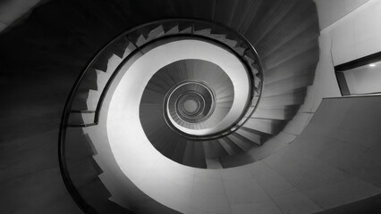 Spiral Staircase Leads Downward in Circular Design

