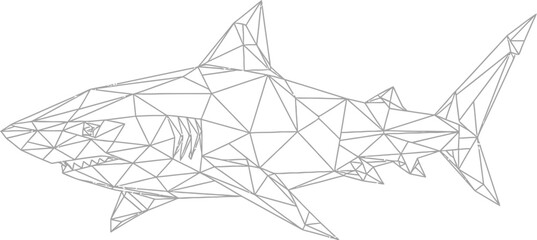 Obraz premium Geometric shark illustration with a modern low poly design on a white background