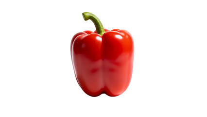 Vibrant red bell pepper, fresh and healthy vegetable, perfectly isolated on a transparent background, showcasing its glossy skin and crisp texture for culinary applications