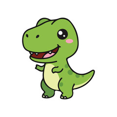 Cute Green T-Rex Cartoon