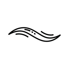 Minimalist black line art of a flowing wave or wind symbol isolated on