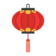 Flat icon illustration of a traditional Chinese red lantern, symbolizing good luck and festive joy.