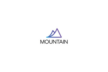 Letter M creative line art hill mountain logo 