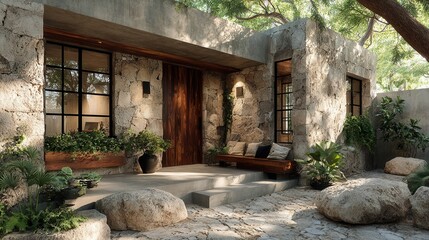 Smooth concrete pathway with repeating geometric patterns