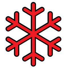 Fototapeta premium Red Snowflake Icon On Black Background Vector Illustration Flat Design
