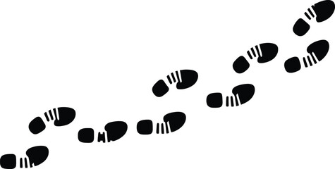 Black footprints leaving a path on a simple, clean background