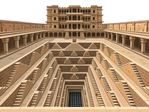 vector illustration of the Rani ki Vav stepwell in Patan