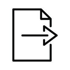 Simple black line icon representing file export or data transfer
