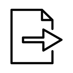 Black outline icon representing document export or file transfer isolated on