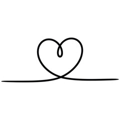 Minimalist single line drawing of a heart on a horizontal line