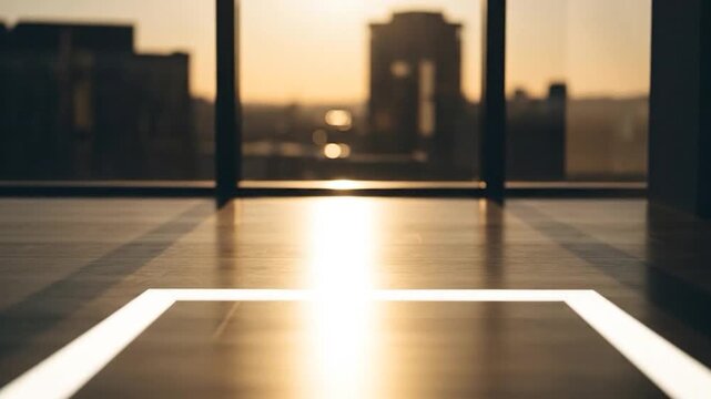 Sunlight square on wooden floor interior urban background