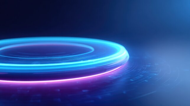 Vibrant Circular Light Motion with Abstract Blur and Digital Elements for Futuristic Background or Design Projects