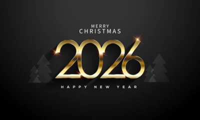 Fototapeten Pony 2026 Happy New Year Greeting Card Gold  © MH