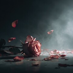 A Fading Roses Last Dance in a Smoky, Dramatic Spotlight.