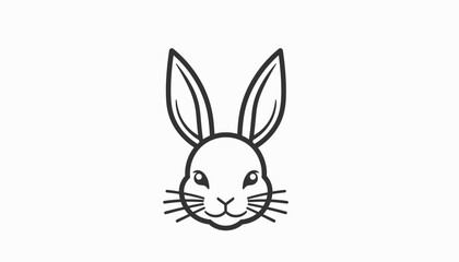 Obraz premium A simple black and white line drawing of a rabbit's face with long ears.