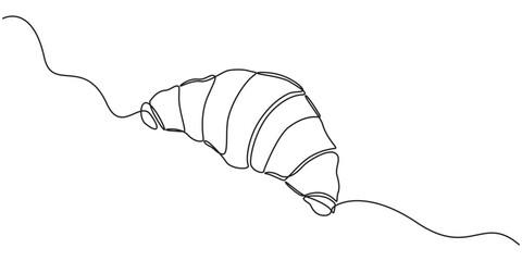 National Croissant Day in one continuous line. One line drawing, minimalism. Vector illustration. Continuous one line drawing of croissant for logo in minimalist style. Hand drawn french pastry line