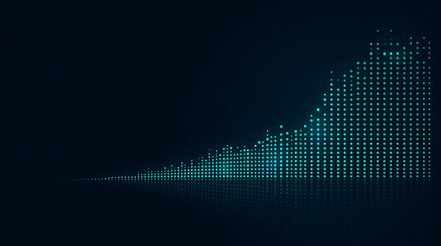 Abstract upward trend graph with glowing dots on dark background for presentations and visuals
