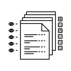 Document management and data analysis concept with multiple files and review icons