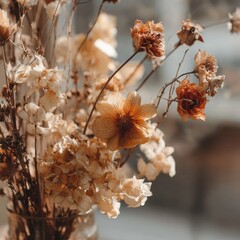 Delicate Dried Flowers in Soft Light - Rustic Elegance and Natural Beauty.