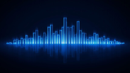 Futuristic blue equalizer waveform background visual representation of digital audio technology and data processing