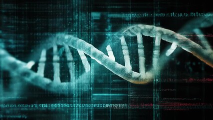 Futuristic DNA Helix with Digital Data Background for Genetic Research and Technology - Powered by Adobe