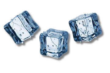 Crystal Clear Ice Cubes With Water Droplets.