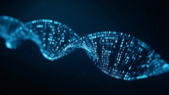 Futuristic digital wave of binary data illustrating technology and information transfer