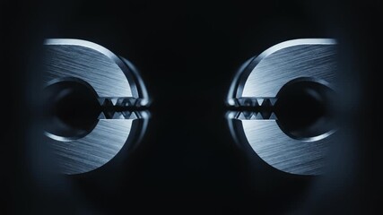 Metal Clamps Closes Together With a Dark, Metallic Background Style