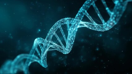 Abstract DNA strand illustration in glowing blue, representing genetics and biotechnology concepts - Powered by Adobe