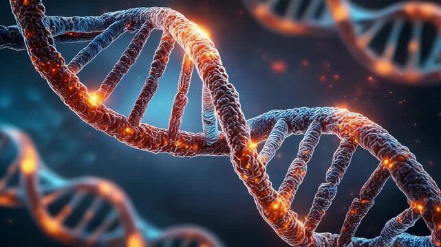 Colorful 3D DNA Helix Model Representing Genetic Science and Biotechnology