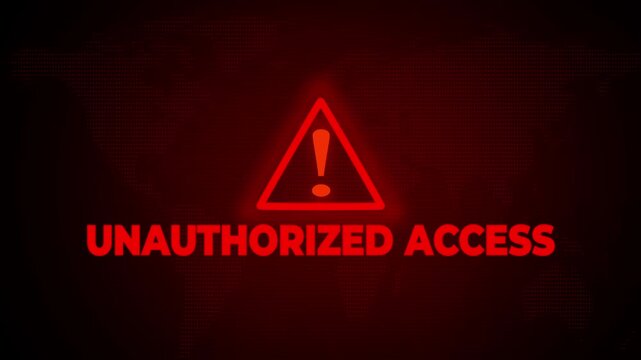 Red alert warning symbol unauthorized access global network security breach digital threat alert