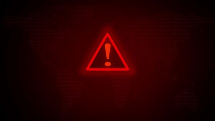 Red digital warning alert verified user notification on dark world map background cybersecurity - Powered by Adobe