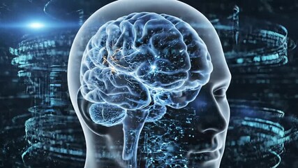 Experience the future of AI and neuroscience with this dynamic brain scan, perfect for tech, health, or innovation projects exploring mind power