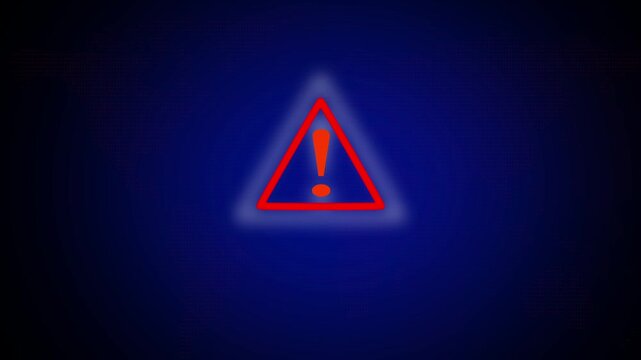 Red Exclamation Mark Warning Triangle and Connection Error Text on Digital Blue Background with