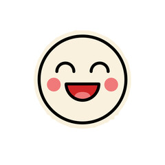 Fototapeta premium Simple Cute Cartoon Face With Glasses And Wide Smile Flat Vector Art Minimalist Clean Sticker Style Graphic