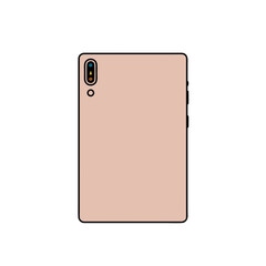 Simple Vector Graphic Illustration of a Plain Pink Rectangular Device With Two Small Cameras On The Top Left Corner On A Black Background